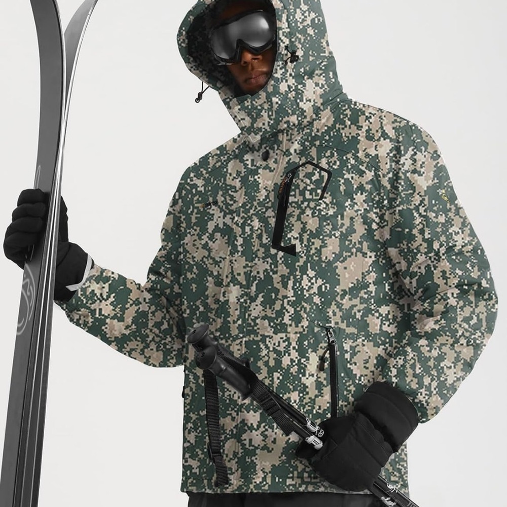 GEMYSE Mountain Waterproof Ski Snow Winter Windproof Rain Jacket Sz M Camouflage